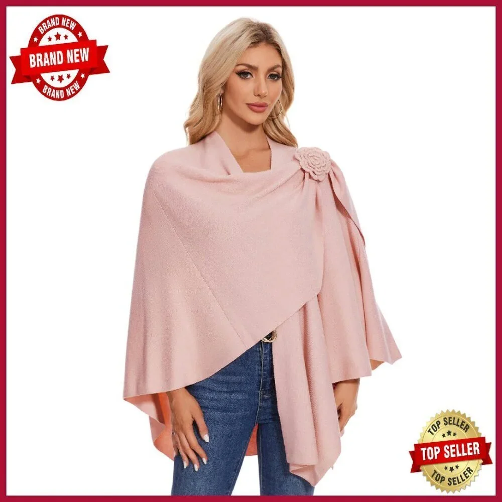 Elegant Cross Front Shawl Wrap Soft Poncho Cape Travel Accessory